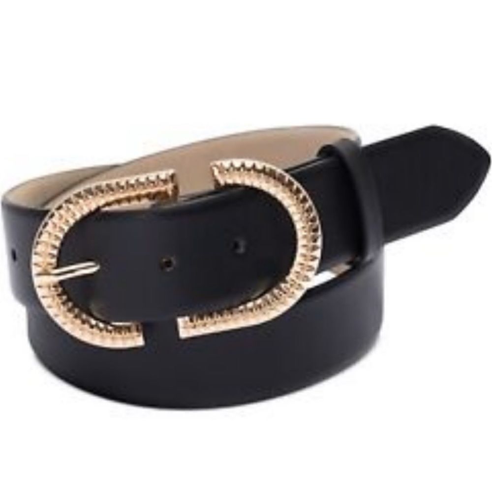 INC Textured Buckle Belt